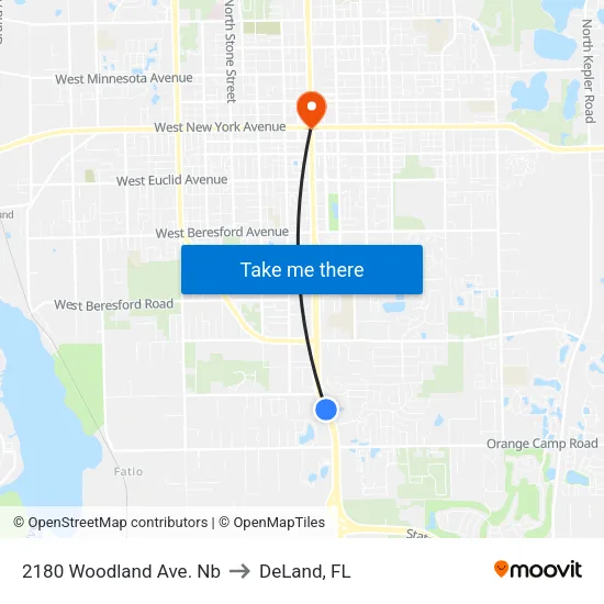 2180 Woodland Ave. Nb to DeLand, FL map