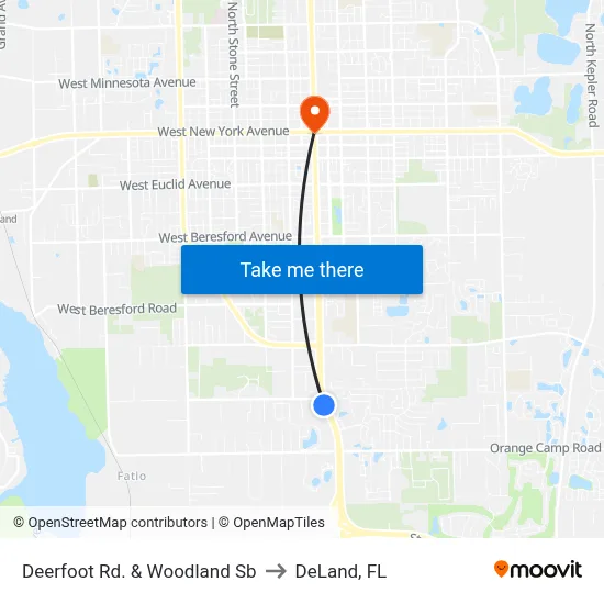 Deerfoot Rd. & Woodland Sb to DeLand, FL map