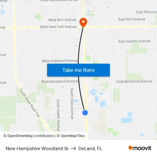 New Hampshire   Woodland Ib to DeLand, FL map
