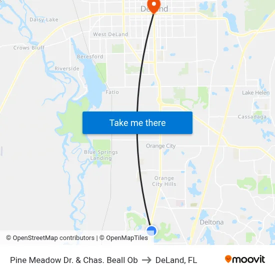 Pine Meadow Dr. & Chas. Beall  Ob to DeLand, FL map