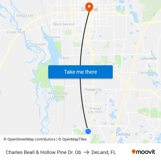 Charles Beall & Hollow Pine Dr. Ob to DeLand, FL map