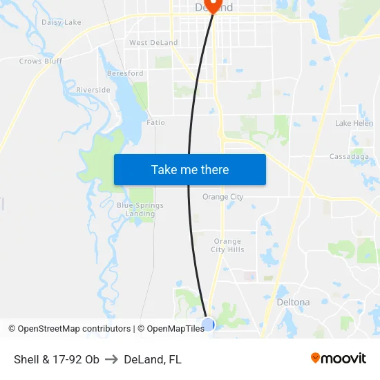 Shell & 17-92 Ob to DeLand, FL map