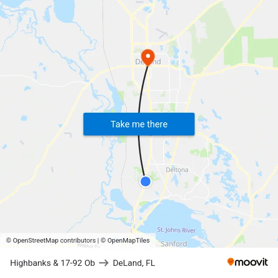 Highbanks & 17-92 Ob to DeLand, FL map