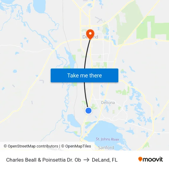Charles Beall & Poinsettia Dr. Ob to DeLand, FL map