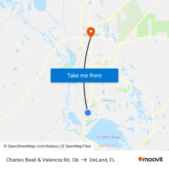 Charles Beall & Valencia Rd. Ob to DeLand, FL map