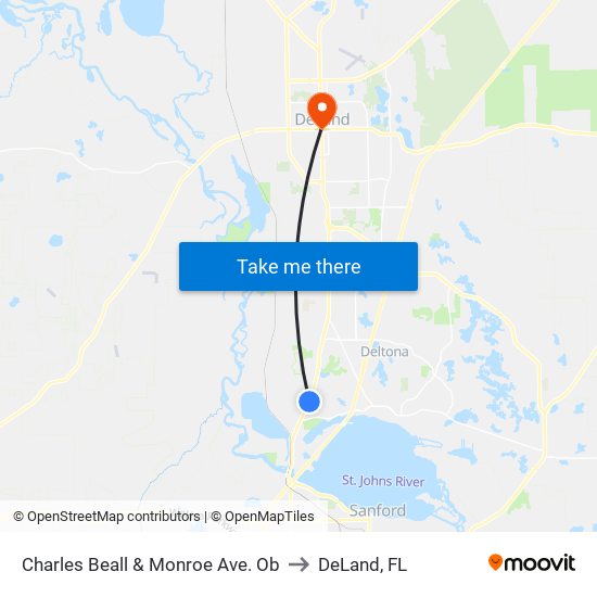 Charles Beall & Monroe Ave. Ob to DeLand, FL map