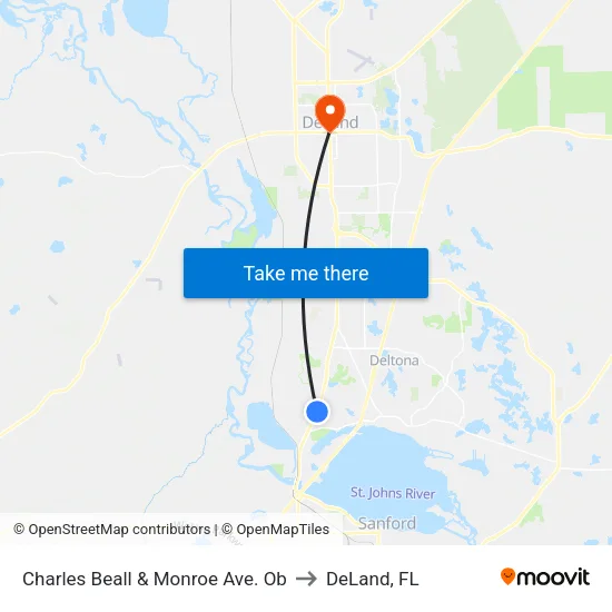 Charles Beall & Monroe Ave. Ob to DeLand, FL map