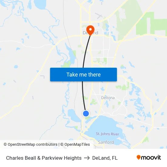 Charles Beall & Parkview Heights to DeLand, FL map