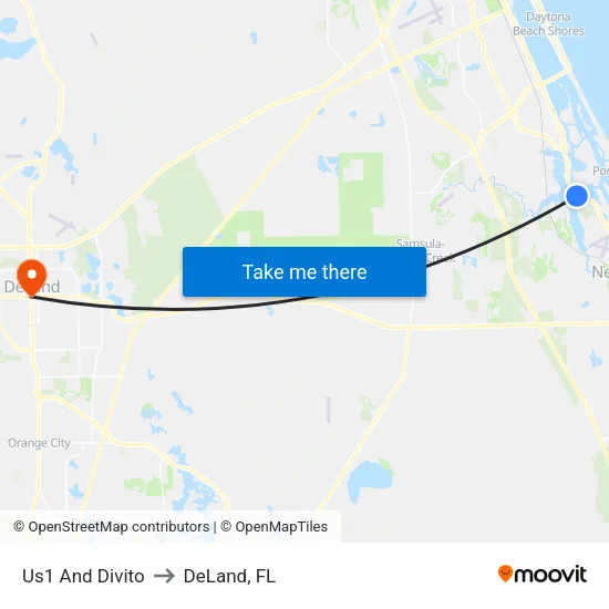 Us1 And Divito to DeLand, FL map