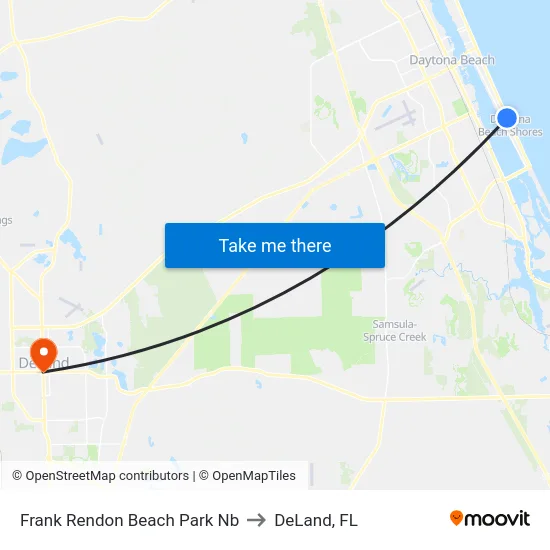 Frank Rendon Beach Park Nb to DeLand, FL map
