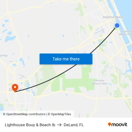 Lighthouse Bouy & Beach Ib to DeLand, FL map
