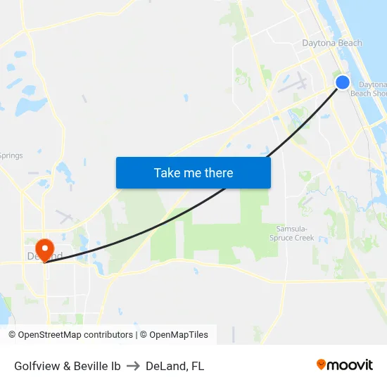 Golfview & Beville Ib to DeLand, FL map