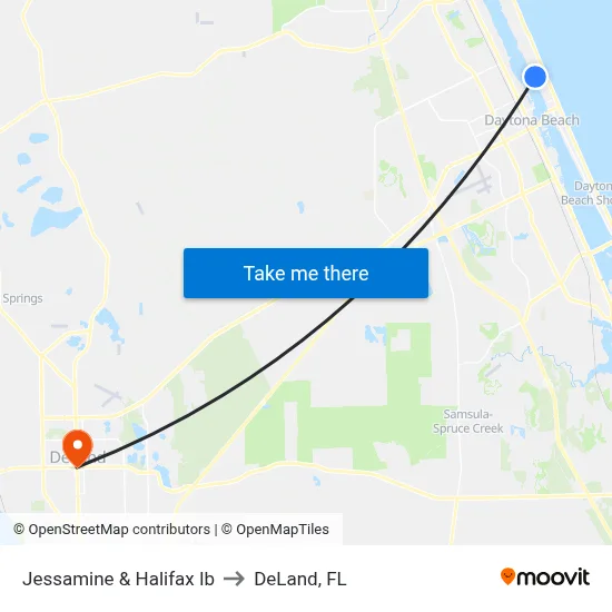Jessamine & Halifax Ib to DeLand, FL map