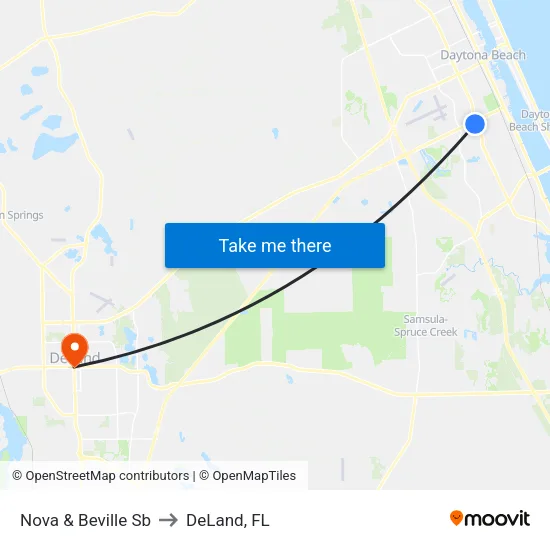 Nova & Beville Sb to DeLand, FL map