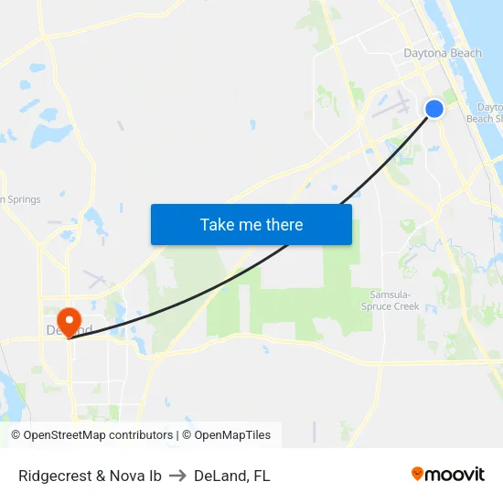 Ridgecrest & Nova Ib to DeLand, FL map