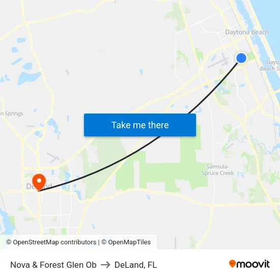 Nova & Forest Glen Ob to DeLand, FL map