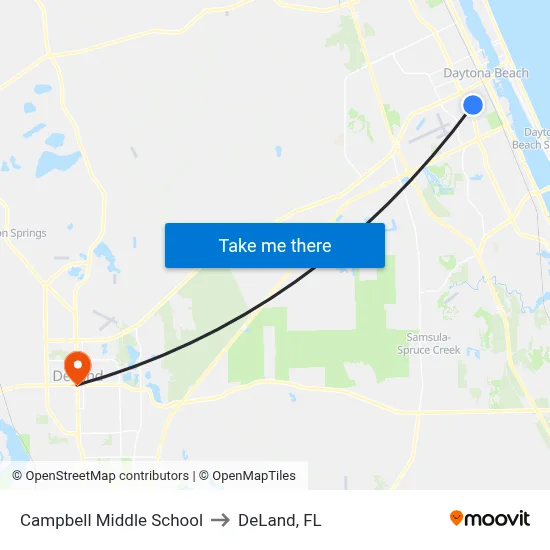 Campbell Middle School to DeLand, FL map