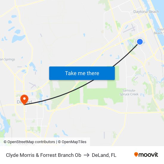 Clyde Morris & Forrest Branch Ob to DeLand, FL map