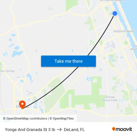 Yonge And Granada St 3 Ib to DeLand, FL map