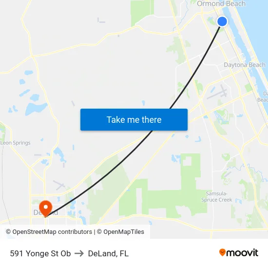 591 Yonge St Ob to DeLand, FL map