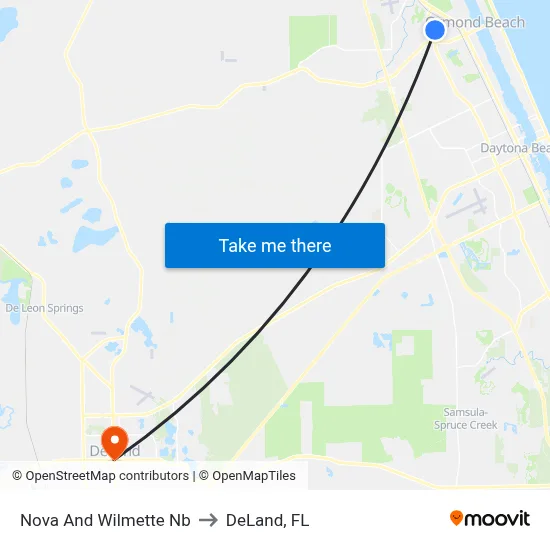 Nova And Wilmette Nb to DeLand, FL map