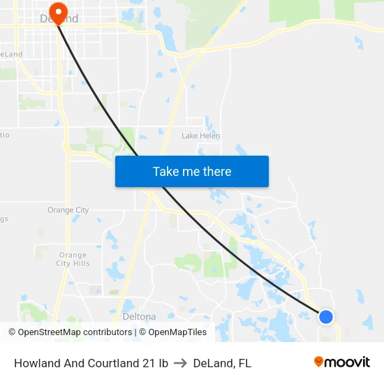 Howland And Courtland 21 Ib to DeLand, FL map