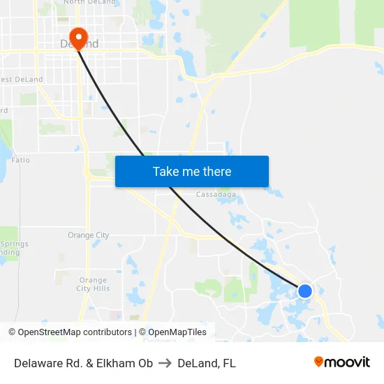Delaware Rd. & Elkham Ob to DeLand, FL map
