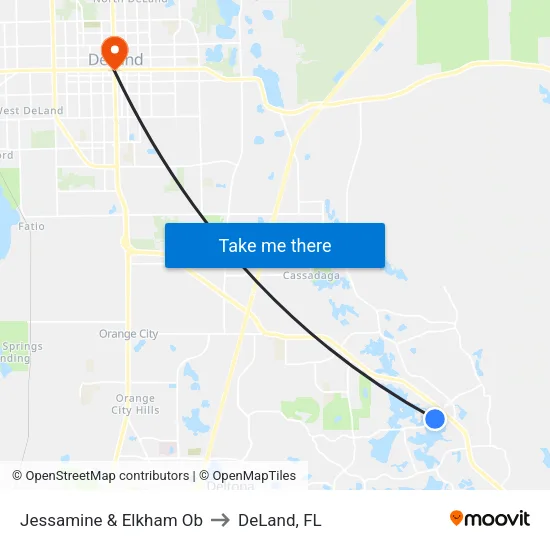 Jessamine & Elkham Ob to DeLand, FL map