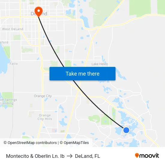 Montecito & Oberlin Ln. Ib to DeLand, FL map