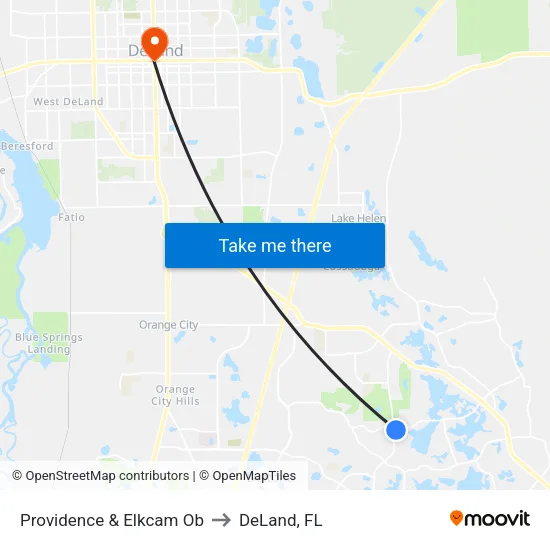 Providence & Elkcam Ob to DeLand, FL map