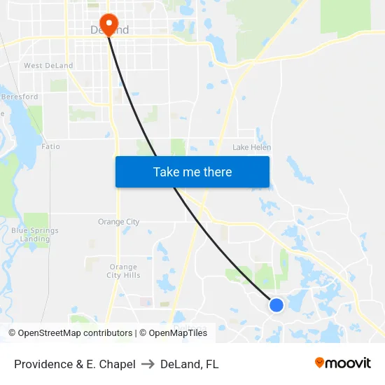 Providence & E. Chapel to DeLand, FL map