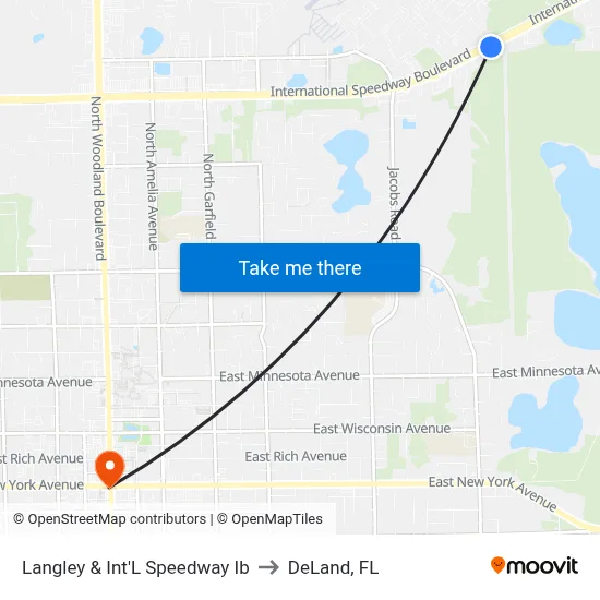 Langley & Int'L Speedway Ib to DeLand, FL map