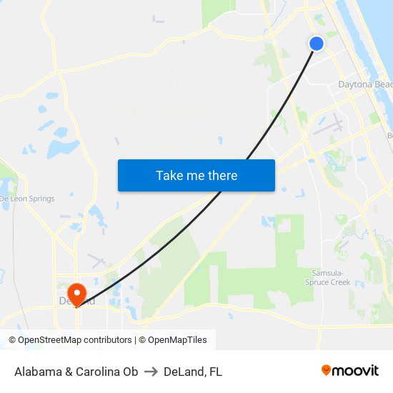 Alabama & Carolina Ob to DeLand, FL map