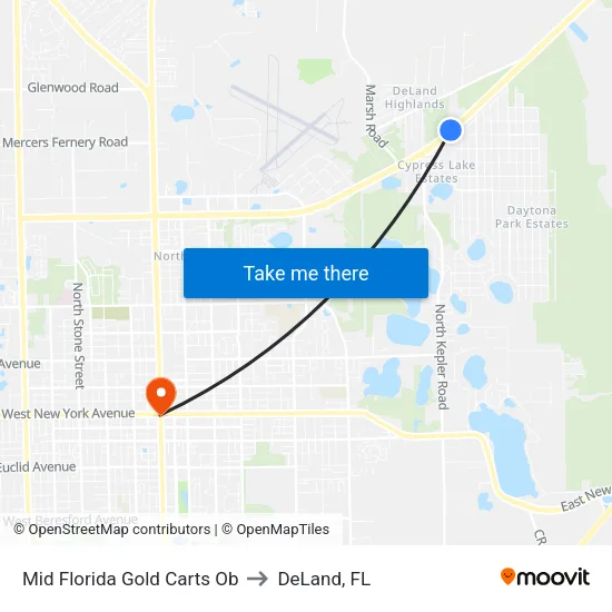 Mid Florida Gold Carts  Ob to DeLand, FL map
