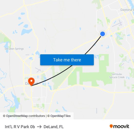 Int'L R V Park 0b to DeLand, FL map