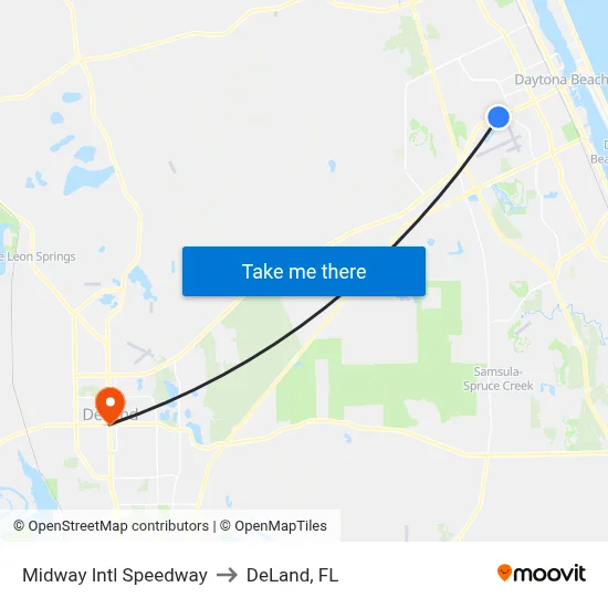 Midway  Intl Speedway to DeLand, FL map