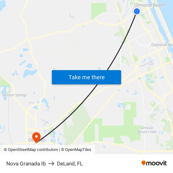 Nova Granada Ib to DeLand, FL map
