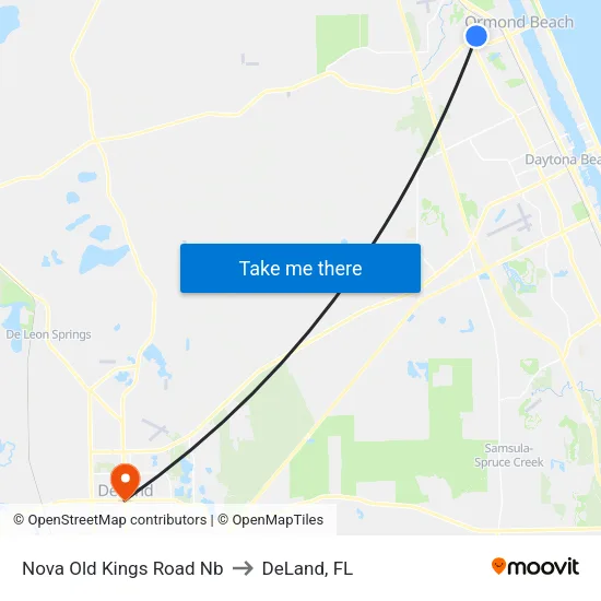 Nova   Old Kings Road Nb to DeLand, FL map