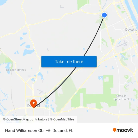 Hand   Williamson Ob to DeLand, FL map