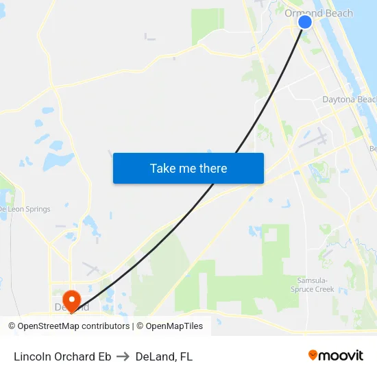 Lincoln   Orchard Eb to DeLand, FL map