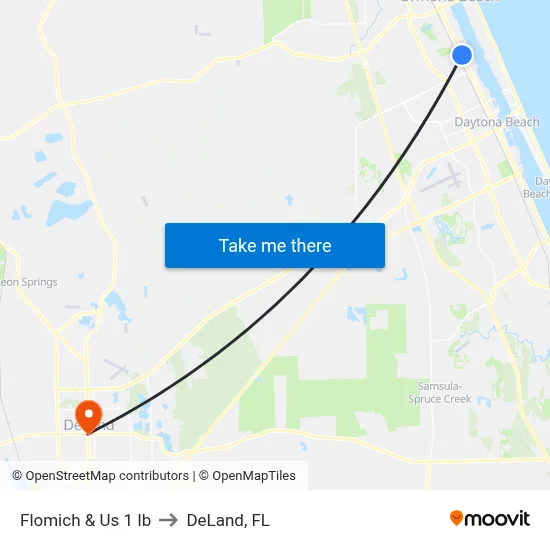 Flomich & Us 1 Ib to DeLand, FL map