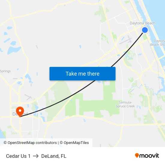 Cedar    Us 1 to DeLand, FL map