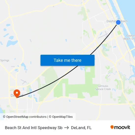 Beach St And Intl Speedway Sb to DeLand, FL map