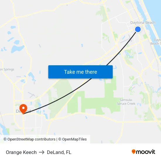 Orange  Keech to DeLand, FL map