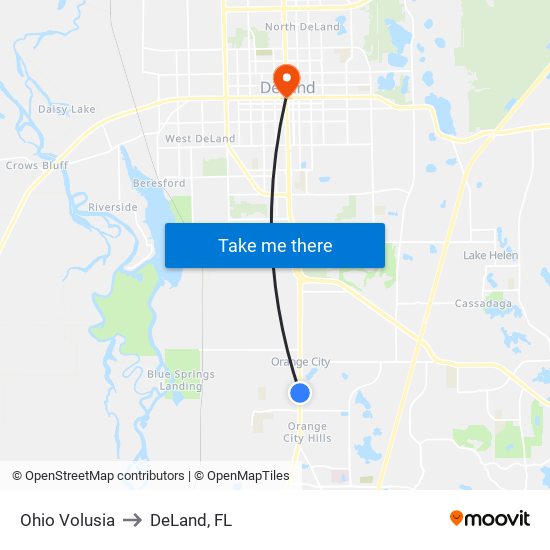 Ohio  Volusia to DeLand, FL map