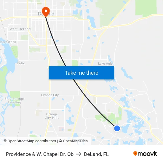 Providence & W. Chapel Dr.  Ob to DeLand, FL map