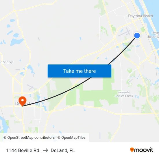 1144 Beville Rd. to DeLand, FL map