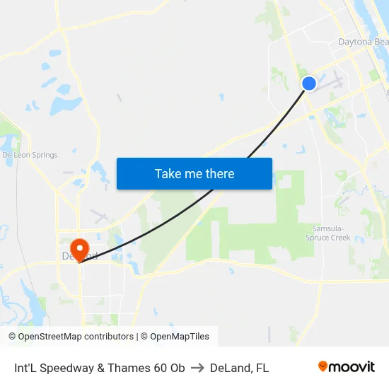 Int'L Speedway & Thames 60 Ob to DeLand, FL map