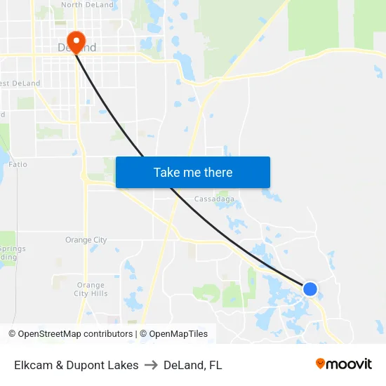 Elkcam & Dupont Lakes to DeLand, FL map