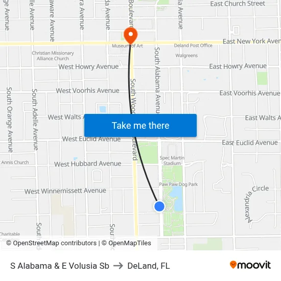 S Alabama & E Volusia Sb to DeLand, FL map